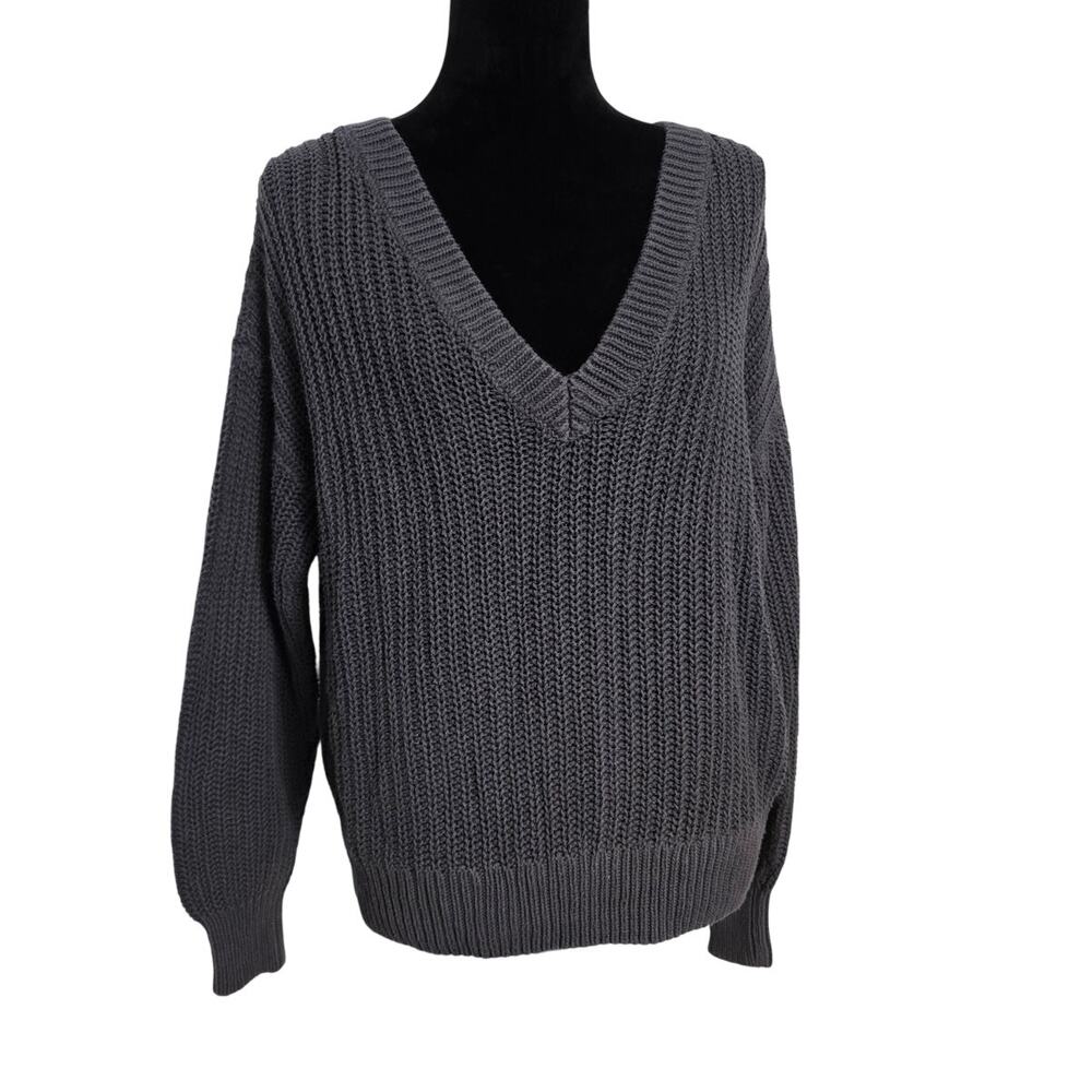 Victoria’s Secret PINK Forenza Gray Chunky Knit V Neck Sweater Women S